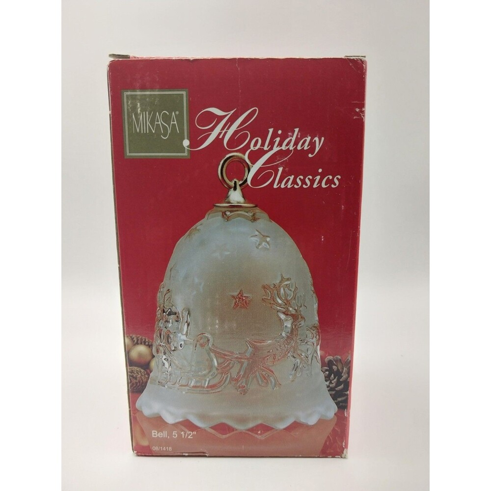 Mikasa Frosted Crystal Christmas Bell Silent Night Scene 5.25” Tall Germany